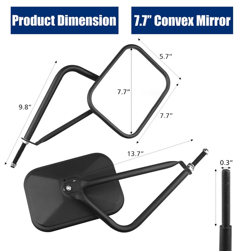 SUNPIE Wrangler Mirrors Doors off Compatible with Jeep Wrangler CJ YJ TJ JK JL 1987-2026, Side View Doorless Mirror for Topless Wrangler with Quicker Door Hinge Install - 2 Packs Rearview Mirrors - Image 4